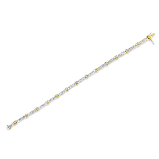 Pulsera de eslabones con diamantes baguette de 1,00 ct. en oro amarillo de 14K