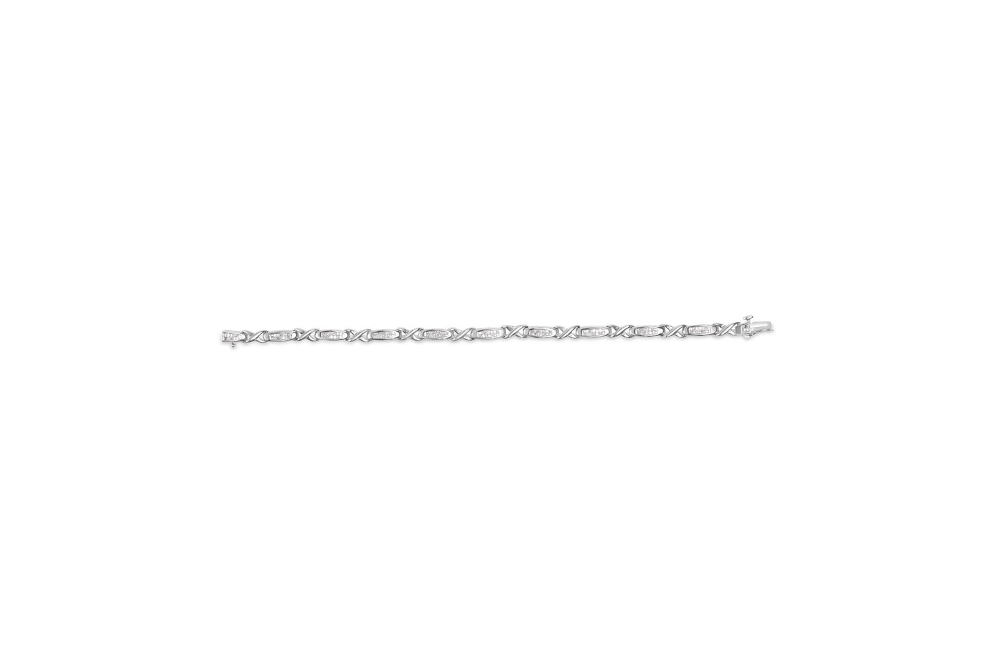 14K White Gold 1.0 Cttw Invisible-Set Princess Diamond Tennis Bracelet (H-I Color, SI1-SI2 Clarity) - 7"