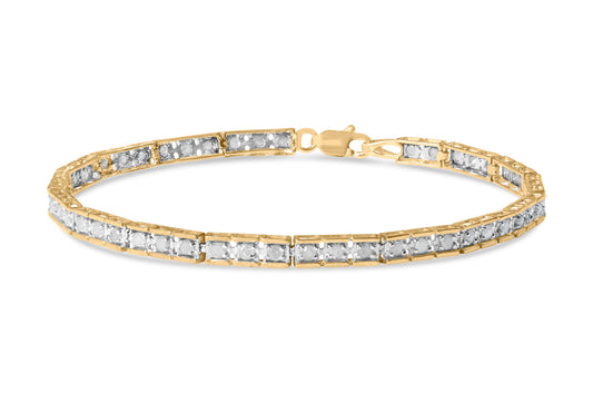 Pulsera Eslabones de Oro Amarillo 10K con Pavé de Diamantes Redondos de 1,0 Ctw