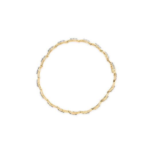 Pulsera de eslabones de oro amarillo de 10 quilates con diamantes de 1/3 Cttw de 3 piedras con diseño de lágrima (color I-J, claridad I1-I2) - 7.25 pulgadas