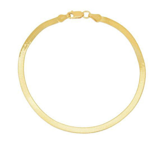 Tobillera de espiga superflexible de oro amarillo de 14k y 1,5 mm