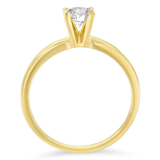 Anillo de compromiso con solitario de diamante de 0,50 cts. en oro amarillo de 14K certificado por GIA (color H, claridad SI1) - Talla 6