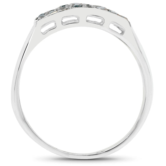 Anillo de plata de ley .925 con diamante azul genuino de 0,48 quilates