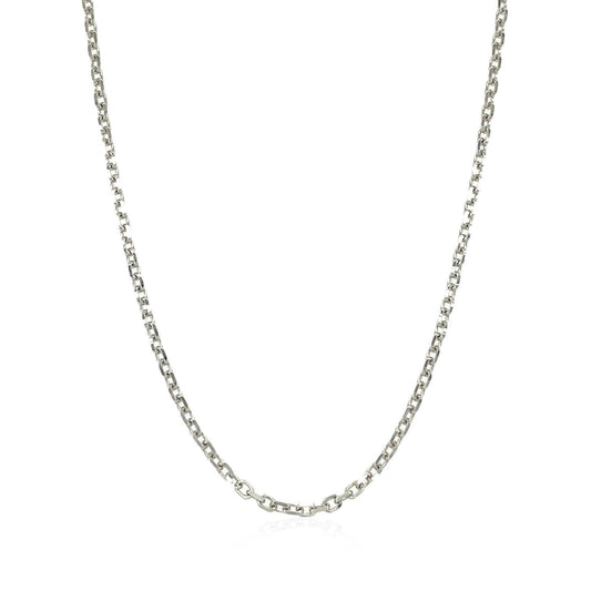 Cadena de eslabones tipo cable de 14k en oro blanco con corte de diamante de 1.8mm