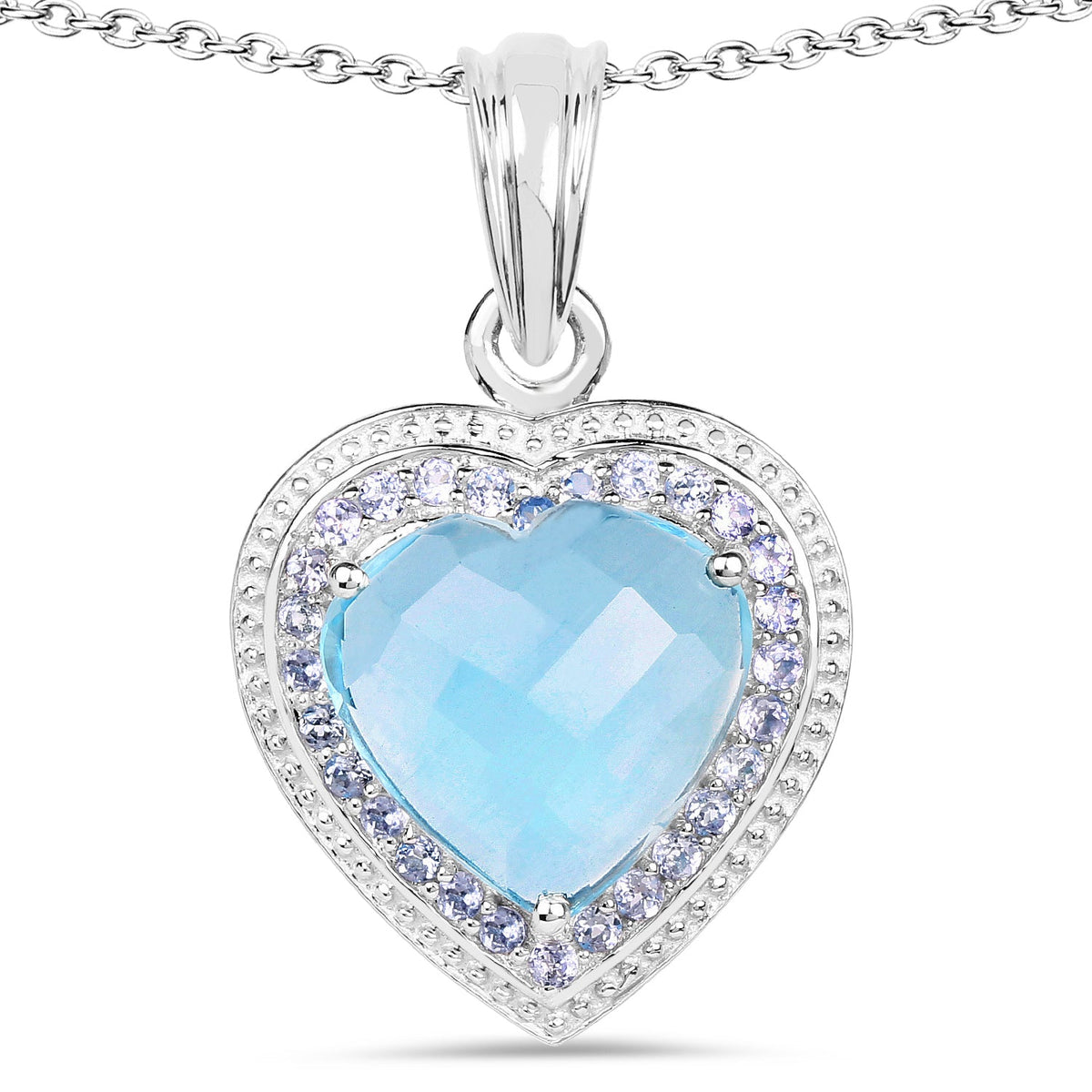 Dije de plata esterlina .925 con topacio azul genuino de 7,36 quilates y tanzanita