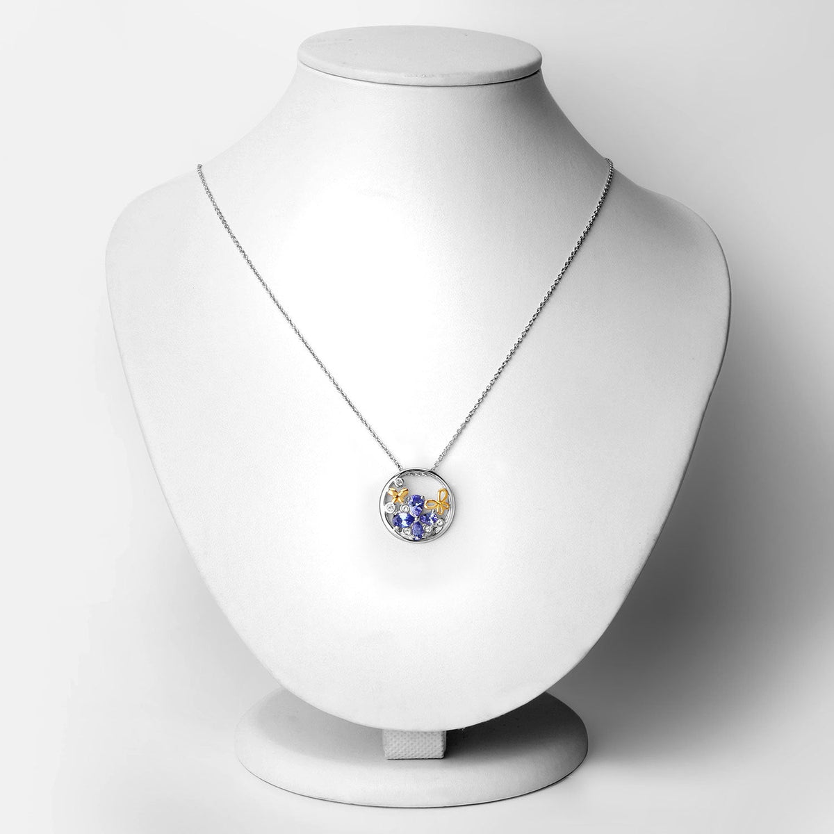 1.33 Carat Genuine Tanzanite and White Topaz .925 Sterling Silver Pendant