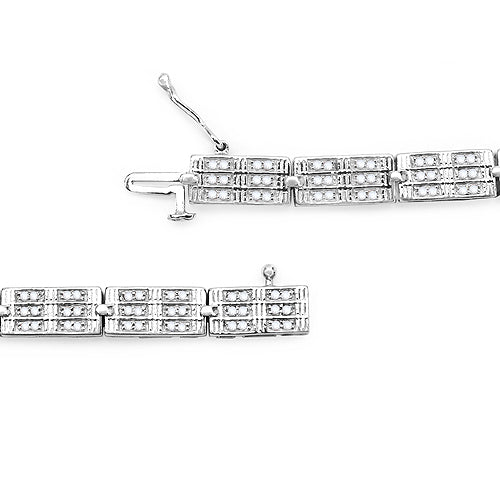 Pulsera de plata de ley .925 bañada en oro blanco de 14 quilates con diamantes blancos genuinos de 1.16 quilates
