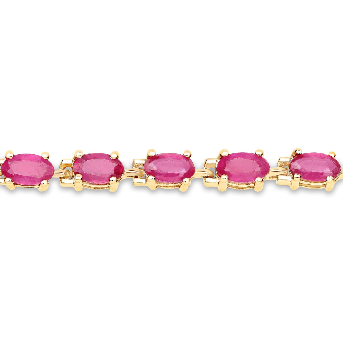 Pulsera de plata de ley .925 bañada en oro amarillo de 14 quilates con rubí relleno de cristal de 7.00 quilates