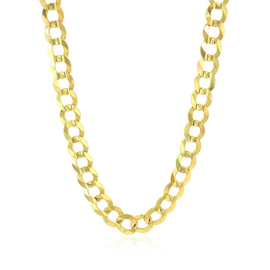 Cadena cubana sólida de oro amarillo de 14k y 7,0 mm