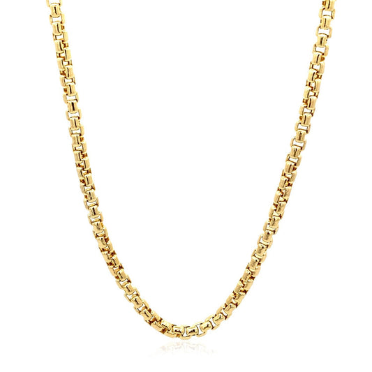 Cadena redonda de oro amarillo de 14k de 3,4 mm