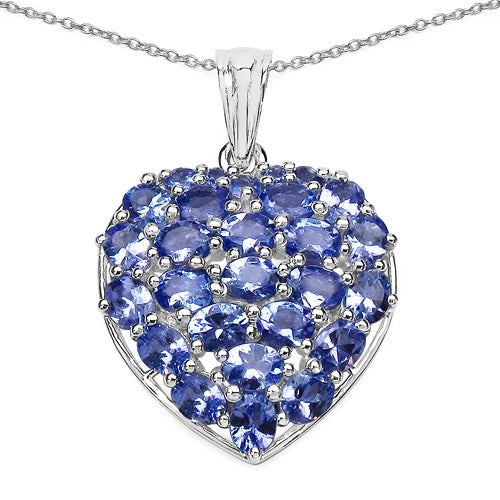 Colgante de plata esterlina .925 con tanzanita auténtica de 3.96 quilates