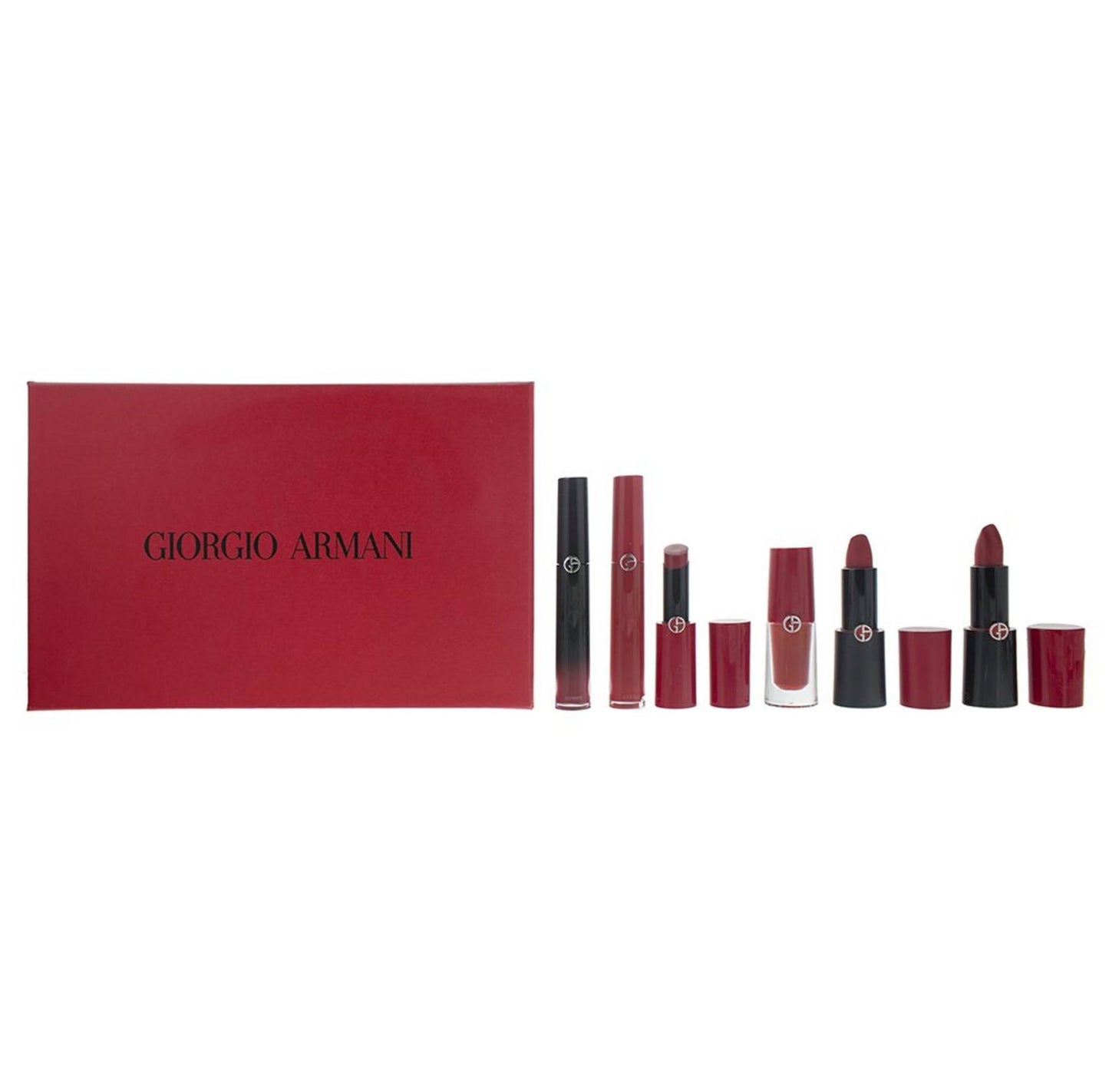 Set Giorgio Armani: Rouge d'Armani, Matte, Cream Lipstick, 400, Four Hundred, 4 g + Lip Maestro, Lip Stain, Liquid Lipstick, 400, 6.5 ml + Lip Magnet, Liquid Lipstick, 400, 3.9 ml + Ecstasy Lacquer , Shining, Lip Gloss, 400, 3 ml + Rouge d'Armani, Crea...