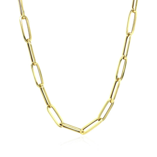 Cadena de eslabones ovalados gruesos de oro amarillo de 14K (4.2 mm)