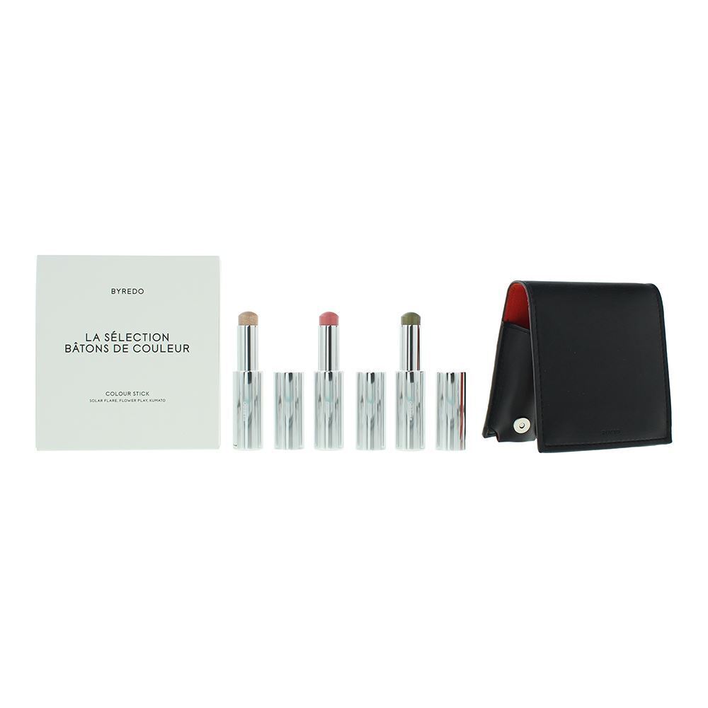 Orange Set Byredo: Colour Stick, Multifunctional, Eyeshadow Stick, 509, Solar Flare, 3.5 g + Colour Stick, Multifunctional, Eyeshadow Stick, Kumato Face, 3.5 g + Colour Stick, Multifunctional, Eyeshadow Stick, Flower Play, 3.5 g + Byredo, GWP Leather P...