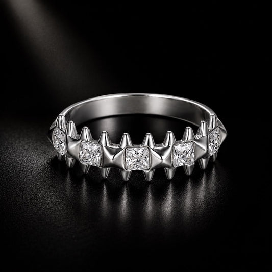 925 Sterling Silver 0.24cm White Gold Plated Ring with CZ for Women Size 6