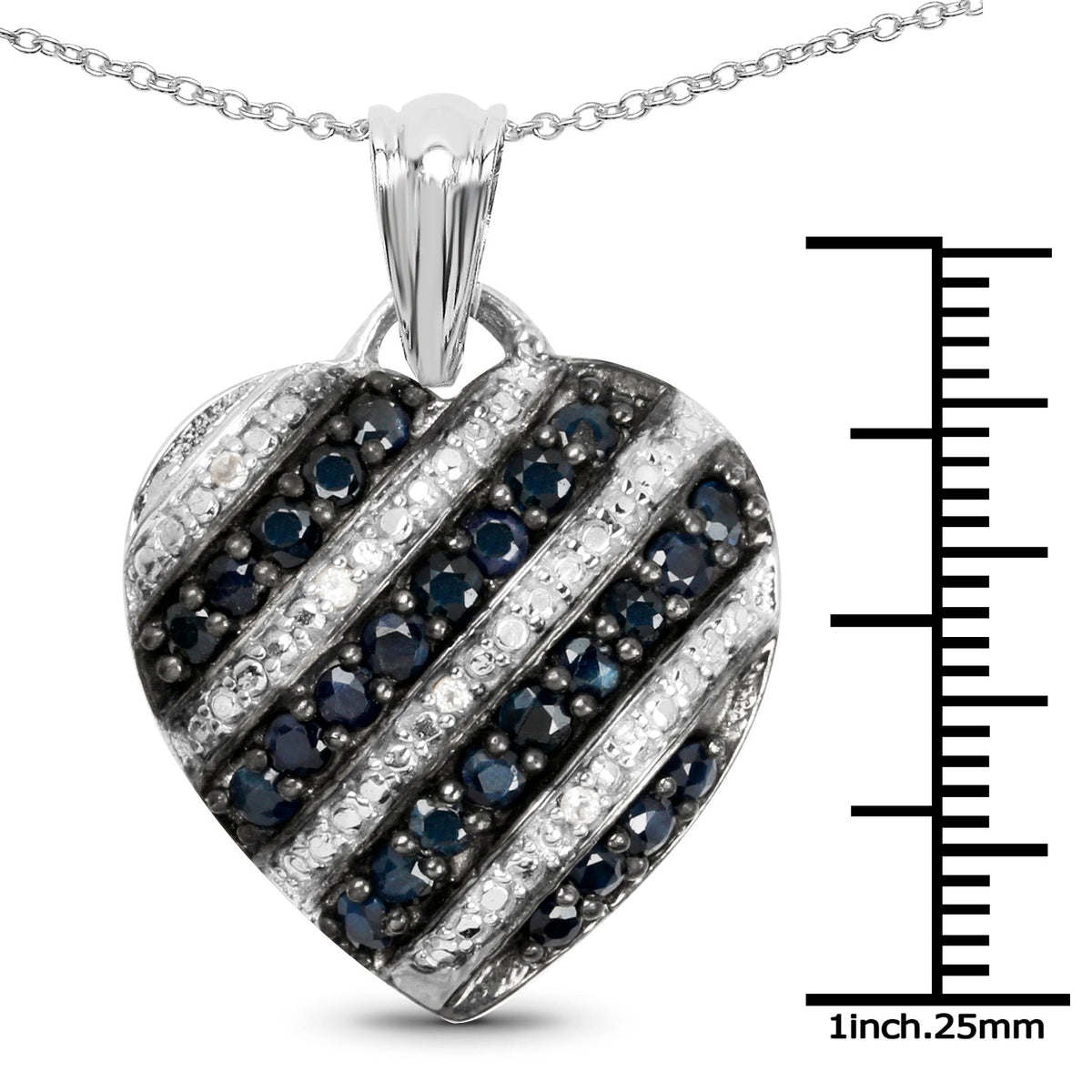 Colgante de plata de ley .925 con zafiro azul genuino de 1,55 quilates y topacio blanco