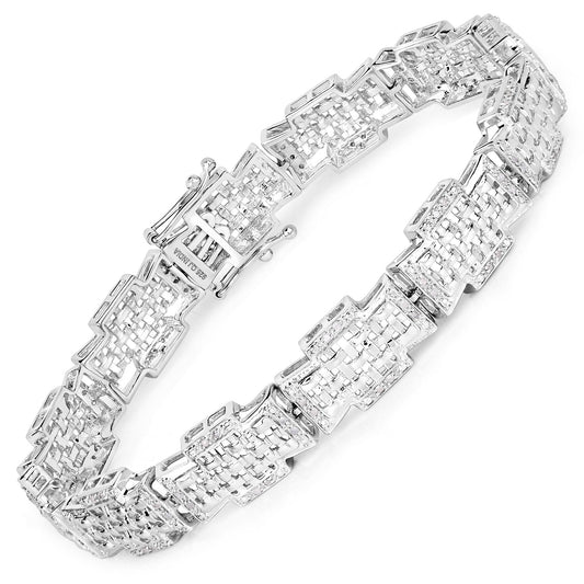Pulsera de plata de ley .925 con diamante blanco auténtico de 0,48 quilates