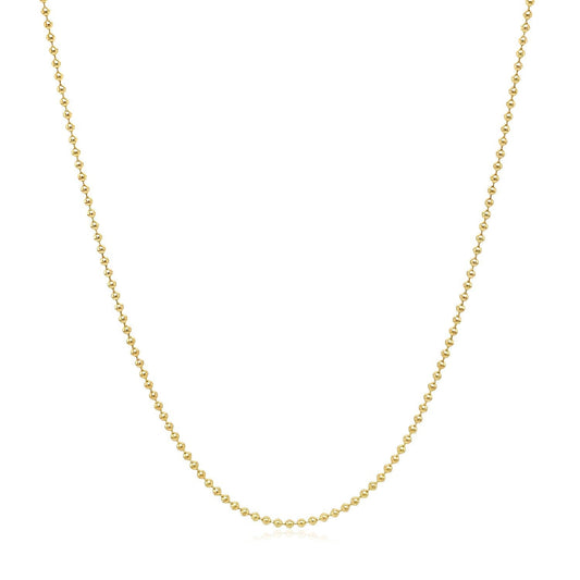 Cadena de bolas de oro amarillo de 14k de 1.0mm