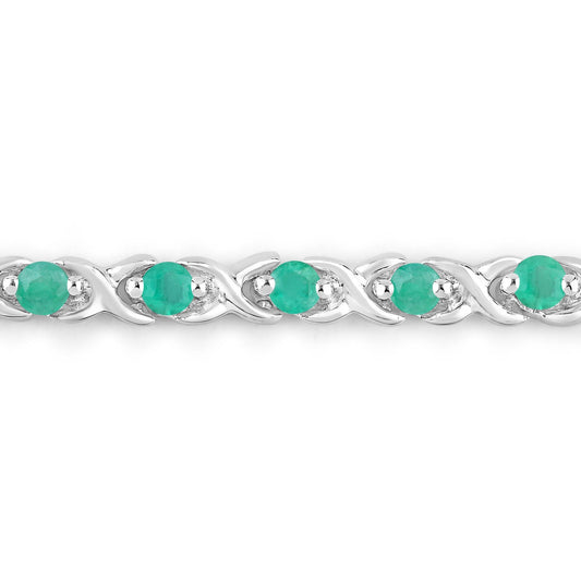 Pulsera de plata de ley .925 con esmeralda genuina de 0,72 quilates