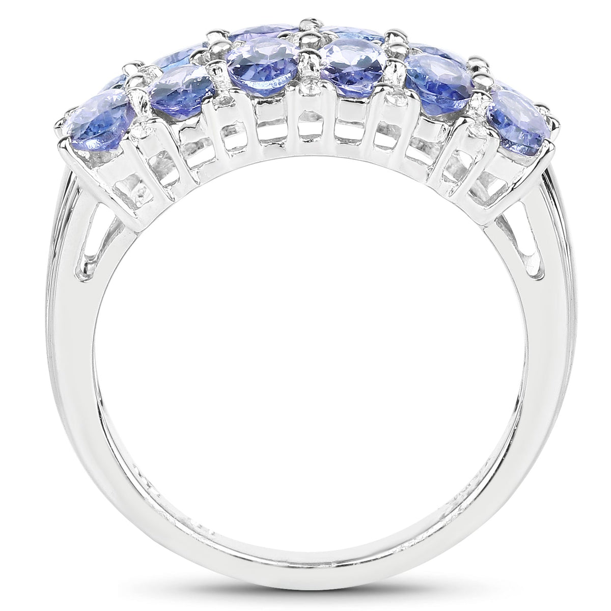 Anillo de plata esterlina 925 con tanzanita genuina de 3.16 quilates y topacio blanco