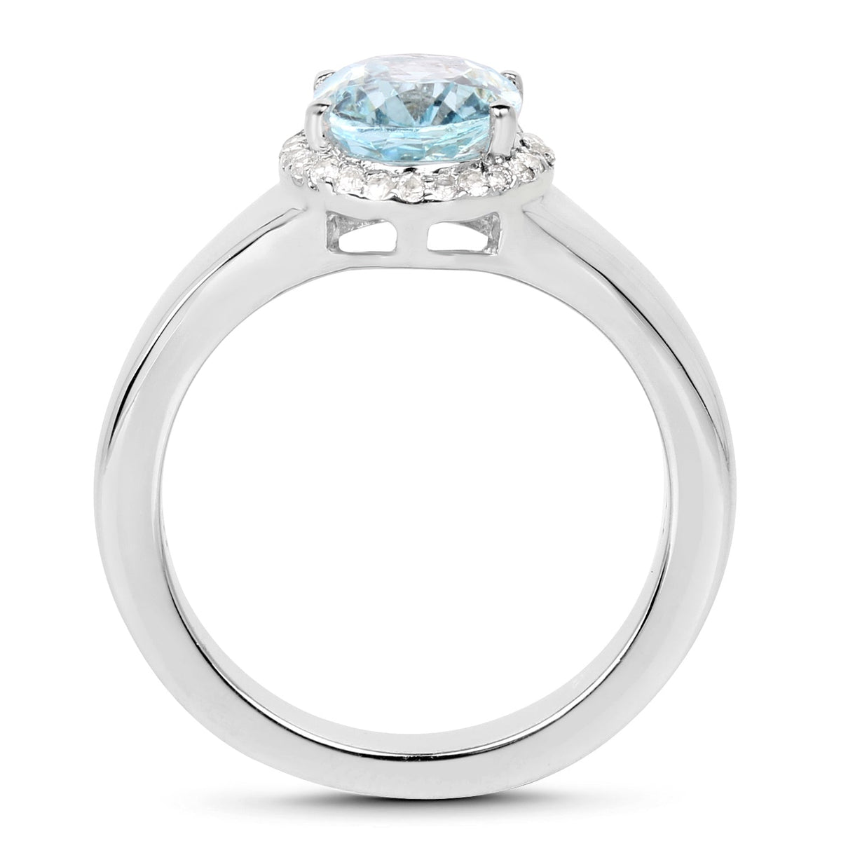 Anillo de plata de ley .925 con topacio azul y topacio blanco genuino de 2.63 quilates
