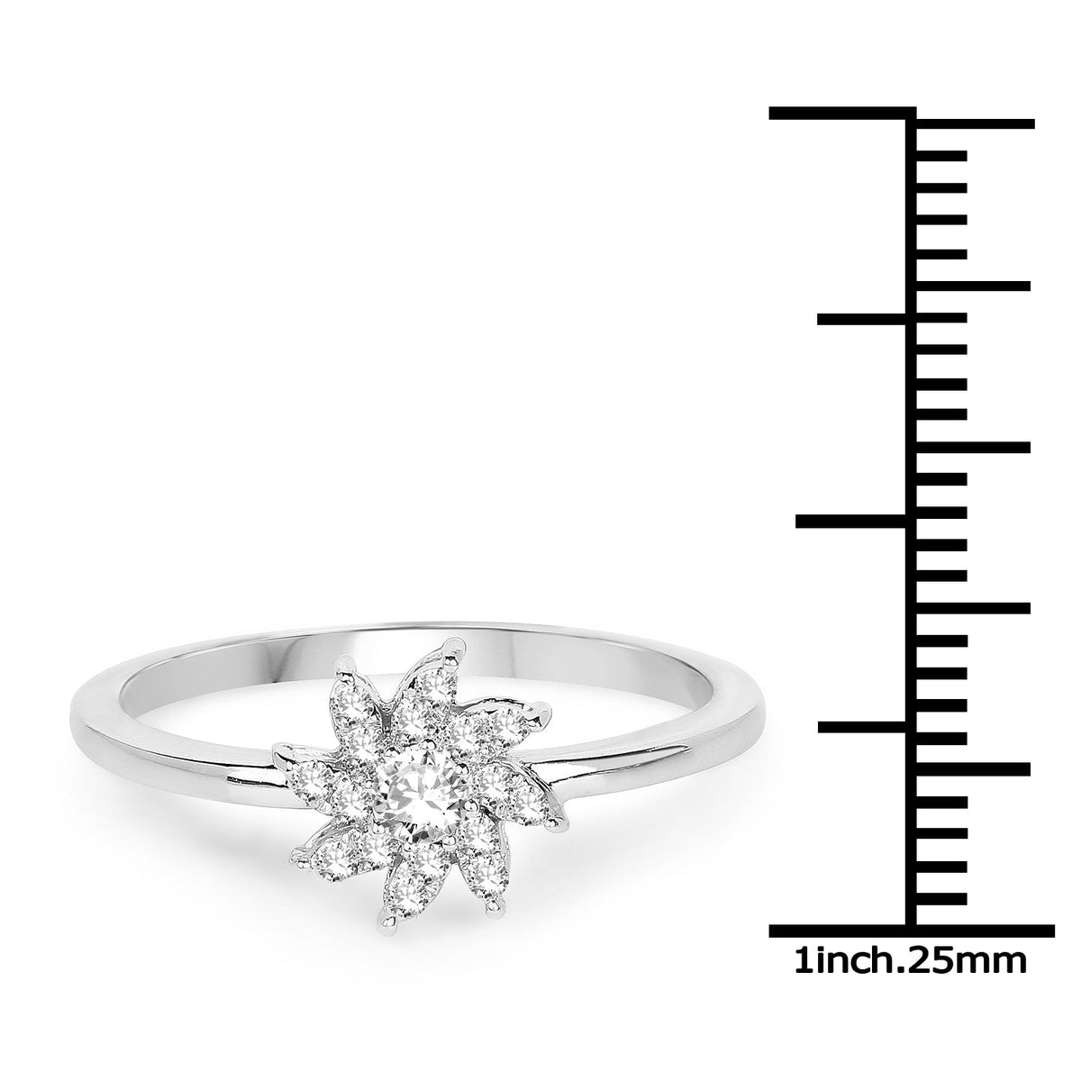 Anillo de oro blanco de 14K con diamante blanco genuino de 0,18 quilates (color E-F-G, claridad SI)