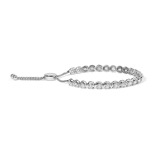 Brazalete bolo ajustable de tenis de oro blanco de 14K con diamantes de 6.00 Cttw de 4"-10" (color I-J, claridad I1-I2)