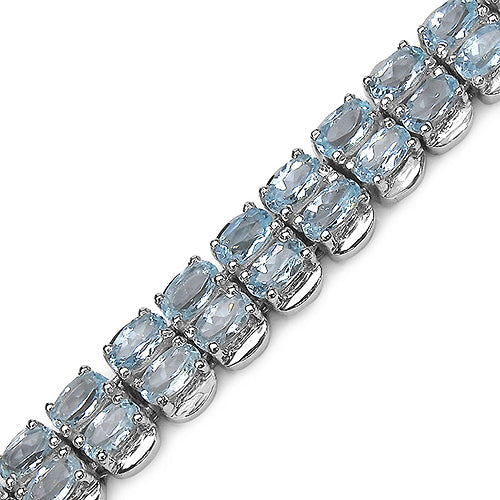 Brazalete de plata esterlina .925 con topacio azul auténtico de 18,00 quilates