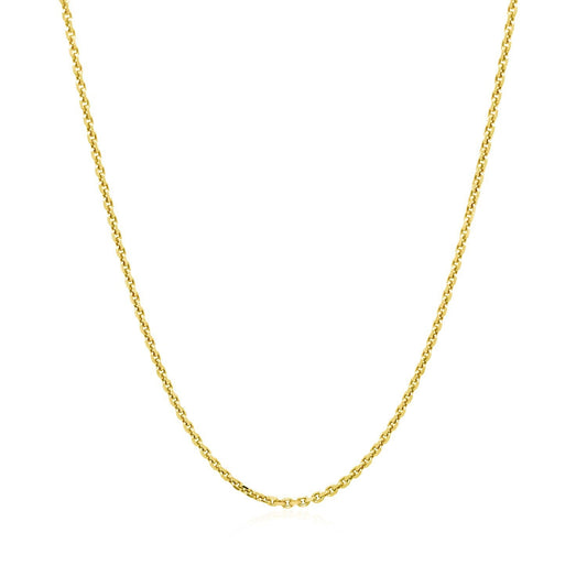 Cadena de eslabones de cable de oro amarillo de 14k con corte de diamante de 1,4 mm