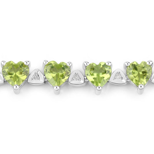 Brazalete de plata de ley .925 con peridoto genuino de 10.24 quilates y diamante blanco