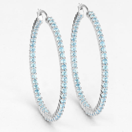 Pendientes de plata esterlina .925 con topacio azul suizo auténtico de 3,60 quilates