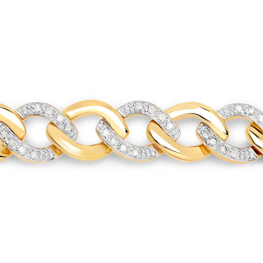 Brazalete de plata de ley .925 con diamante blanco genuino de 0,70 quilates