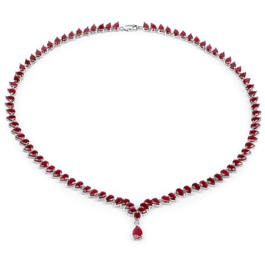 41.63 Carat Genuine Glass Filled Ruby .925 Sterling Silver Necklace