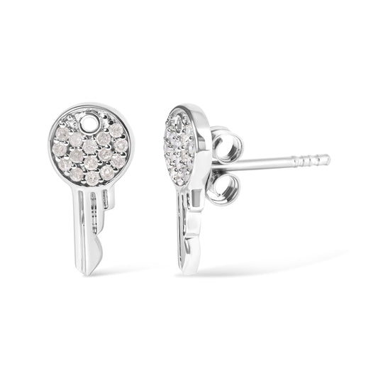 925 Sterling Silver 1/6ct TDW Diamond Charm Earrings - view 2