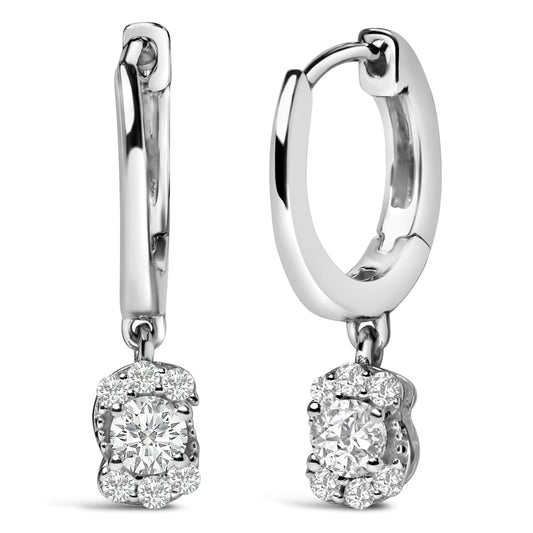 Pendientes colgantes de plata de ley con racimo floral de diamante cultivado en laboratorio de 0,50 ct.