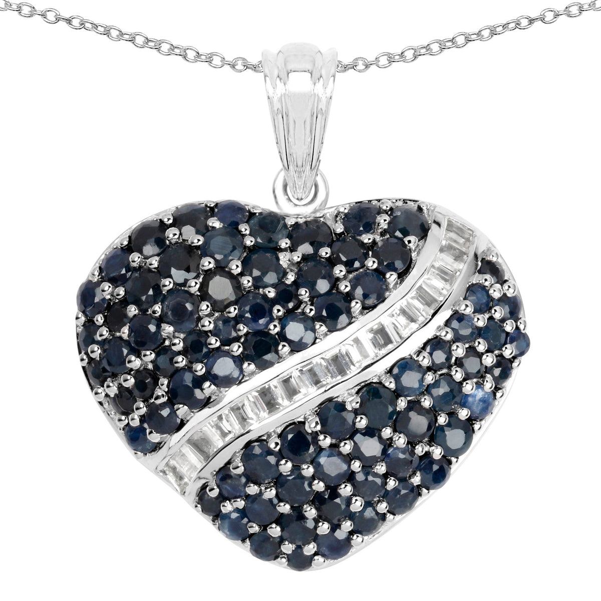 Colgante de plata de ley .925 con zafiro azul genuino de 4,60 quilates y topacio blanco