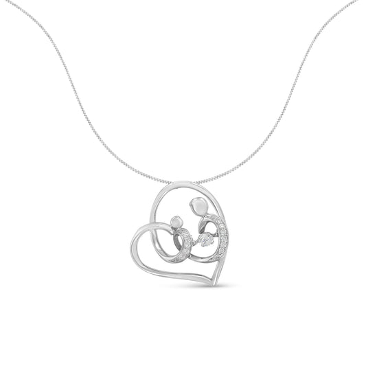 Collar con colgante de corazón de diamante de plata de ley .925 de 1/6 cttw (H-I, I1-I2)