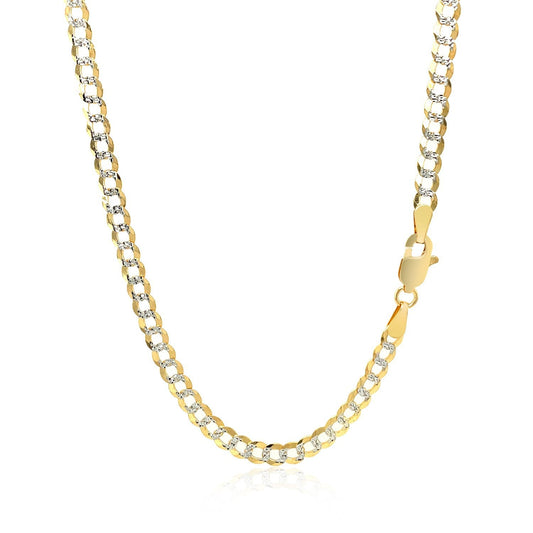 Cadena de eslabones cubanos pavé de oro de dos tonos de 14k y 3.6 mm
