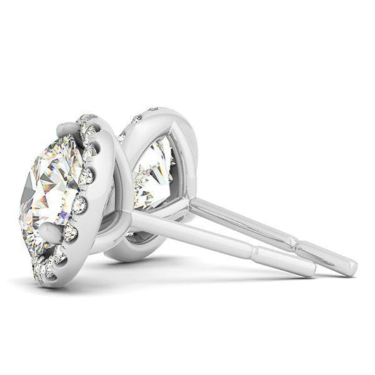 Pendientes de oro blanco de 14 quilates con halo redondo de puntas (1 cttw)