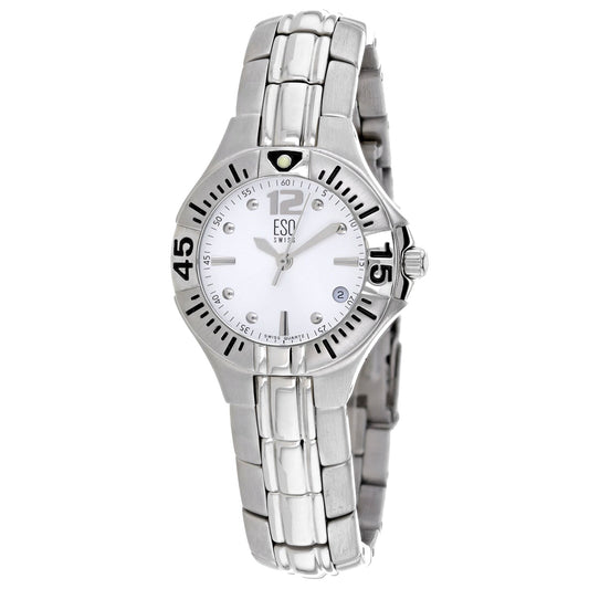 ESQ Reloj de mujer de acero inoxidable plateado con esfera plateada