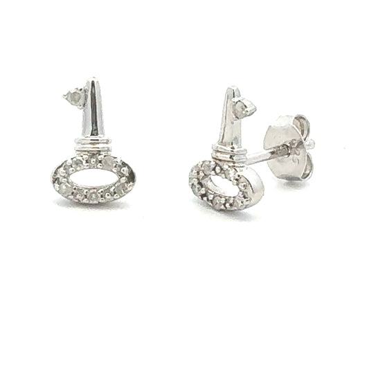 Pendientes de Plata de Ley con Diamantes de 0,03 ct