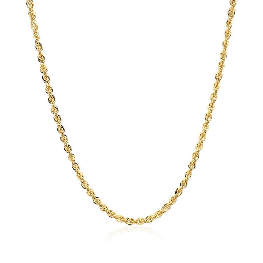 Cadena de soga hueca de oro amarillo de 10K con corte de diamante (2.00 mm)