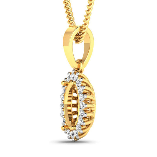 Colgante semimontado de oro amarillo de 14 quilates con diamante blanco genuino de 0,13 quilates - con gema ovalada de 8x6 mm
