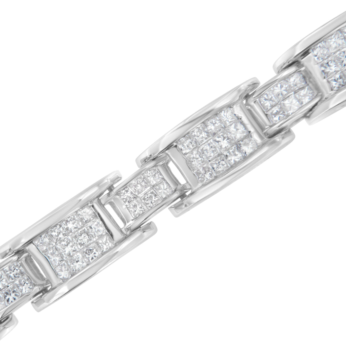 14K White Gold 5.0 Cttw Princess Cut Diamond Invisible Set Alternating Size D Shaped Links Tennis Bracelet (H-I Color, SI2-I1 Clarity) - 7â€