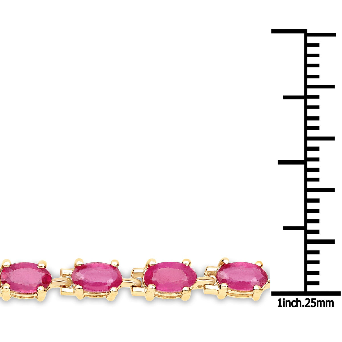 Pulsera de plata de ley .925 bañada en oro amarillo de 14 quilates con rubí relleno de cristal de 7.00 quilates