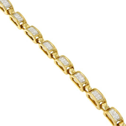 Pulsera de eslabones de amor con diamantes de talla princesa de oro amarillo de 14K (2,00 ct. en total, color H-I, claridad SI2-I1)