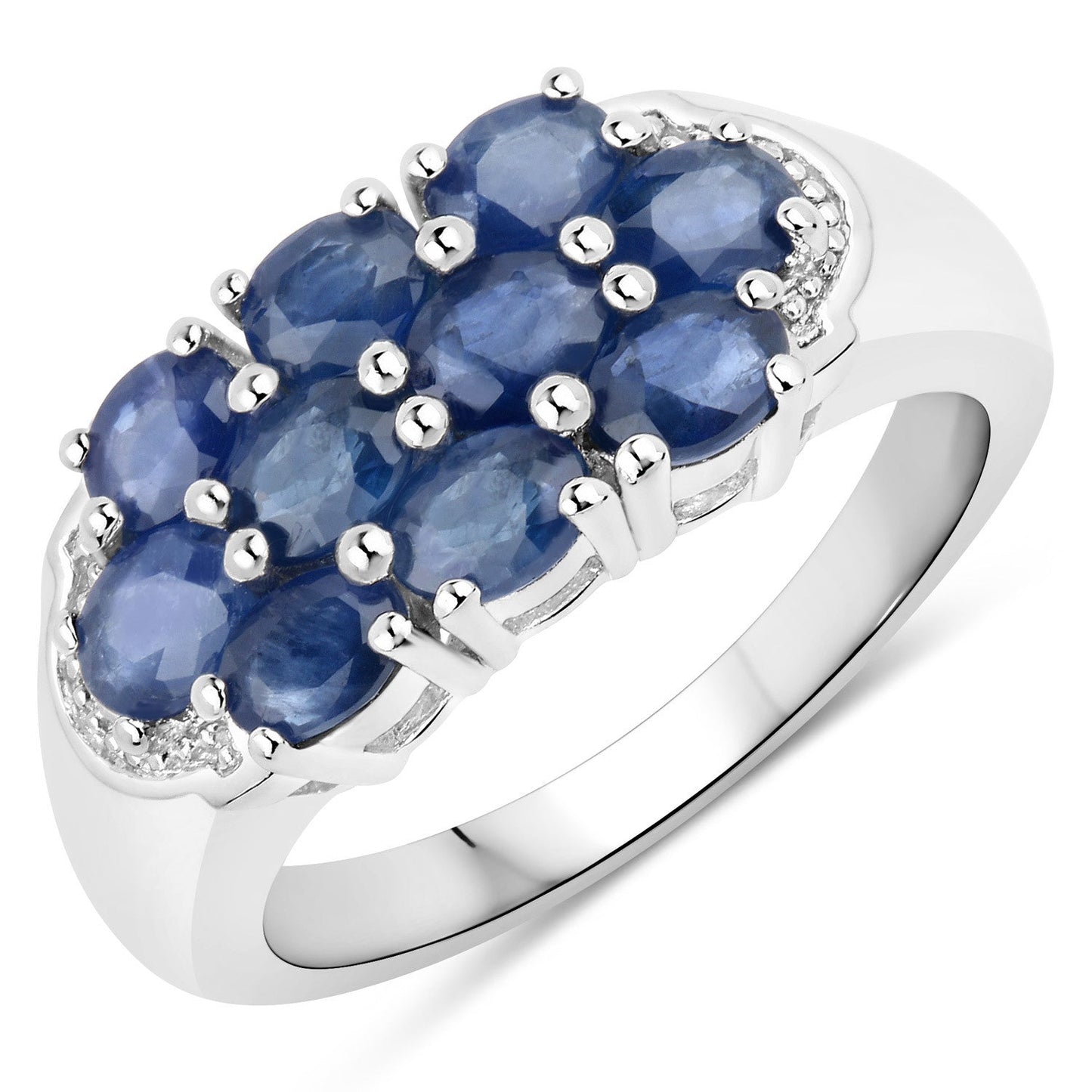 Anillo de plata esterlina .925 con zafiro azul auténtico de 2.00 quilates