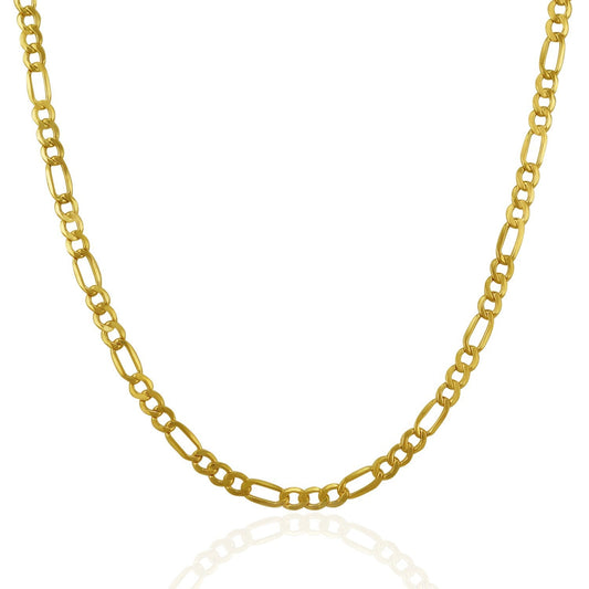 Cadena Fígaro Fina de Oro Amarillo de 14k y 3.5mm
