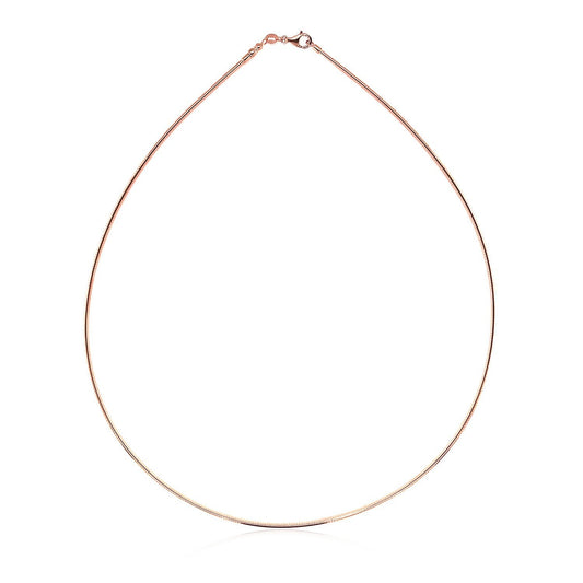 Cadena estilo Omega redonda de oro rosa de 14k