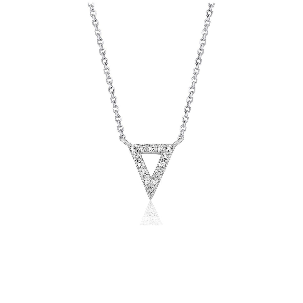Diamond Inverted Triangle Pendant in 14k White Gold